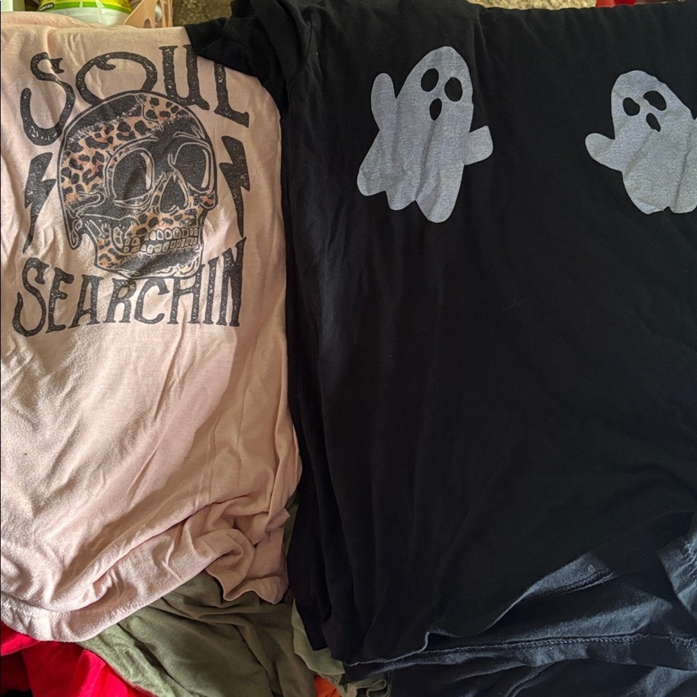 Skeleton and Ghost Graphic T-Shirts